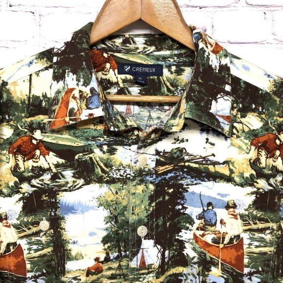 Daniel Cremieux All Over Print Fish Camping Western Button Front Flannel Sz XL - Picture 10 of 12